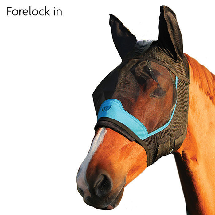 Woof Wear UV Fly Mask with Ears #colour_black-turquoise