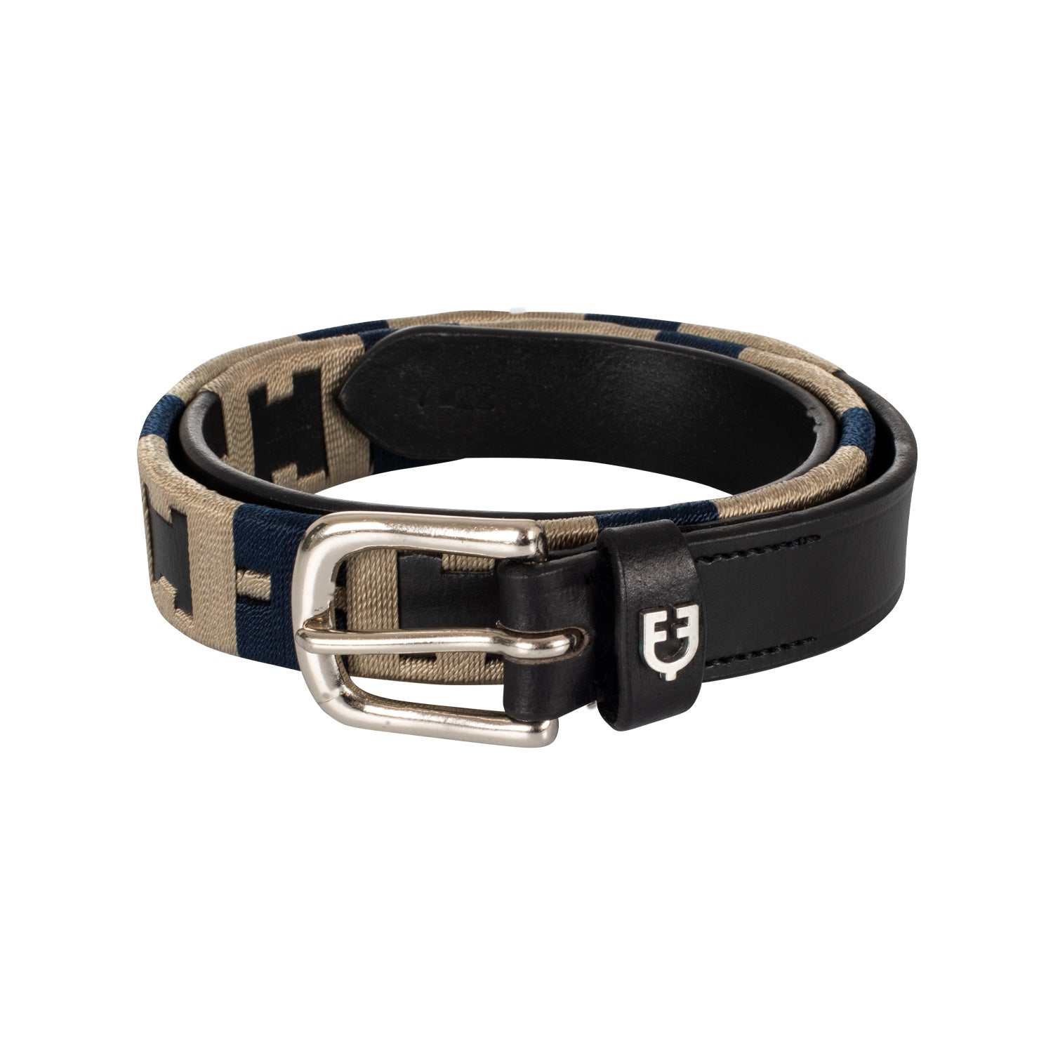Equestro English Belt With Contrasting Embroidery #colour_black