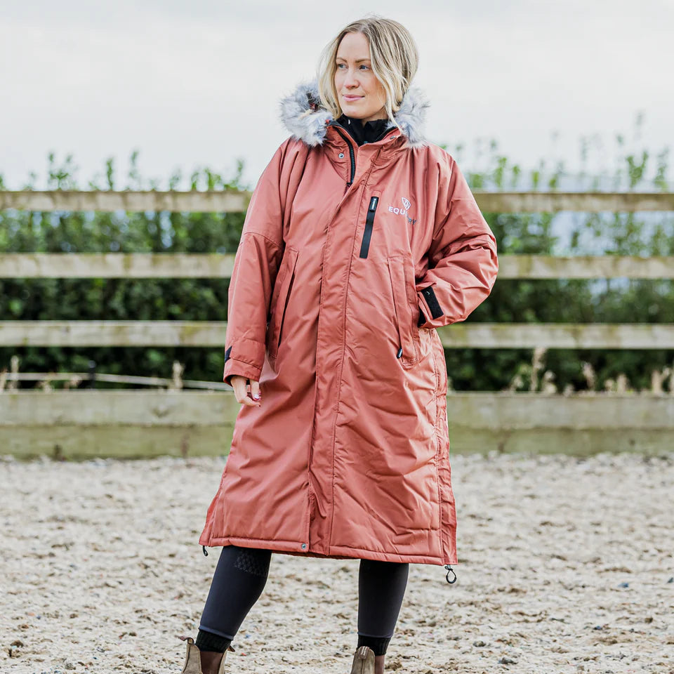 EQUIDRY Women's Thick Fleece Evolution Faux Fur Hood #colour_chestnut