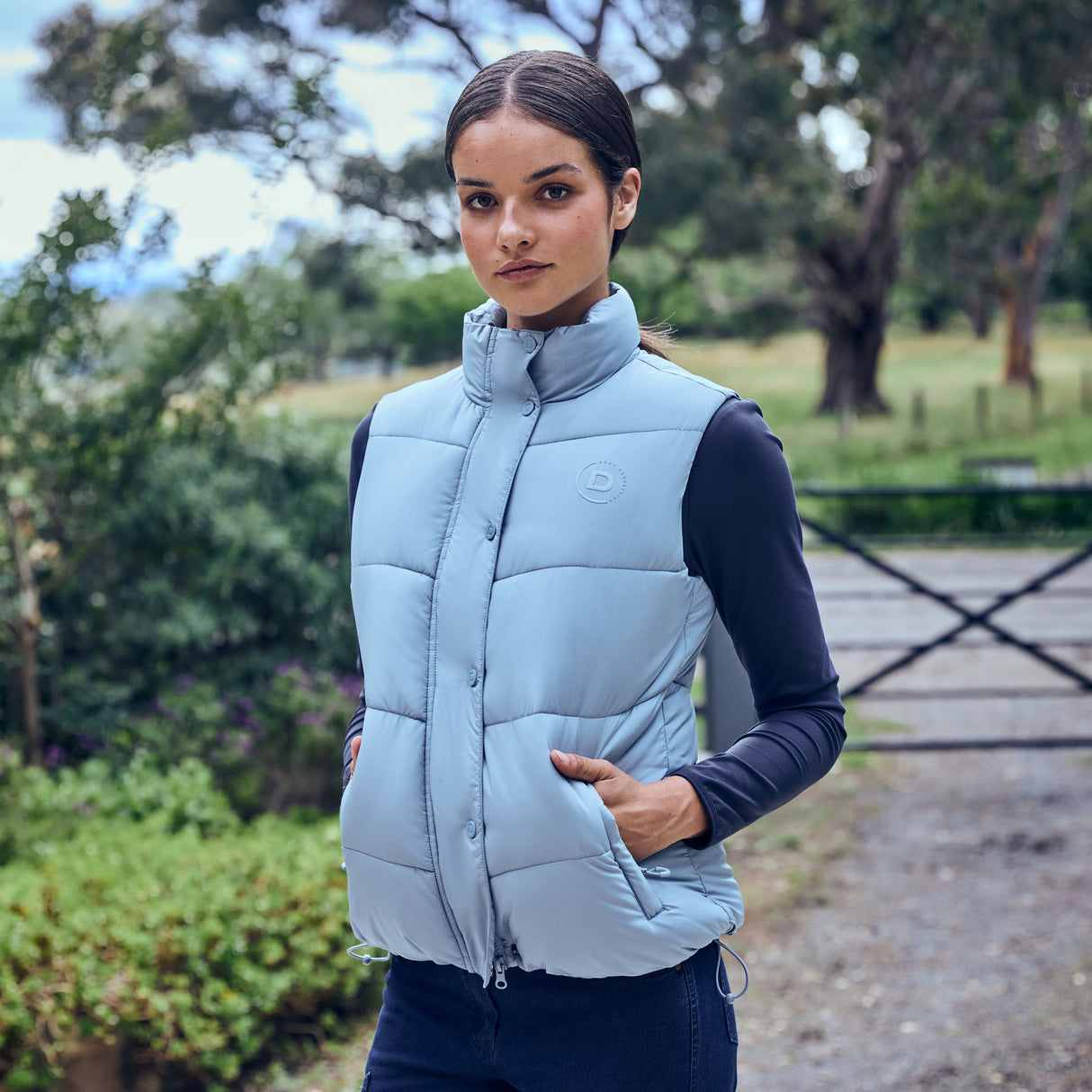 Dublin Ladies Puffer Body Warmer #colour_blue-fog
