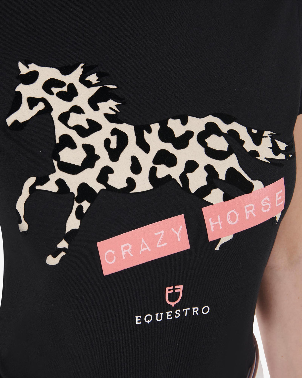 Equestro Women's Crazy Horse Cotton T-Shirt #colour_black
