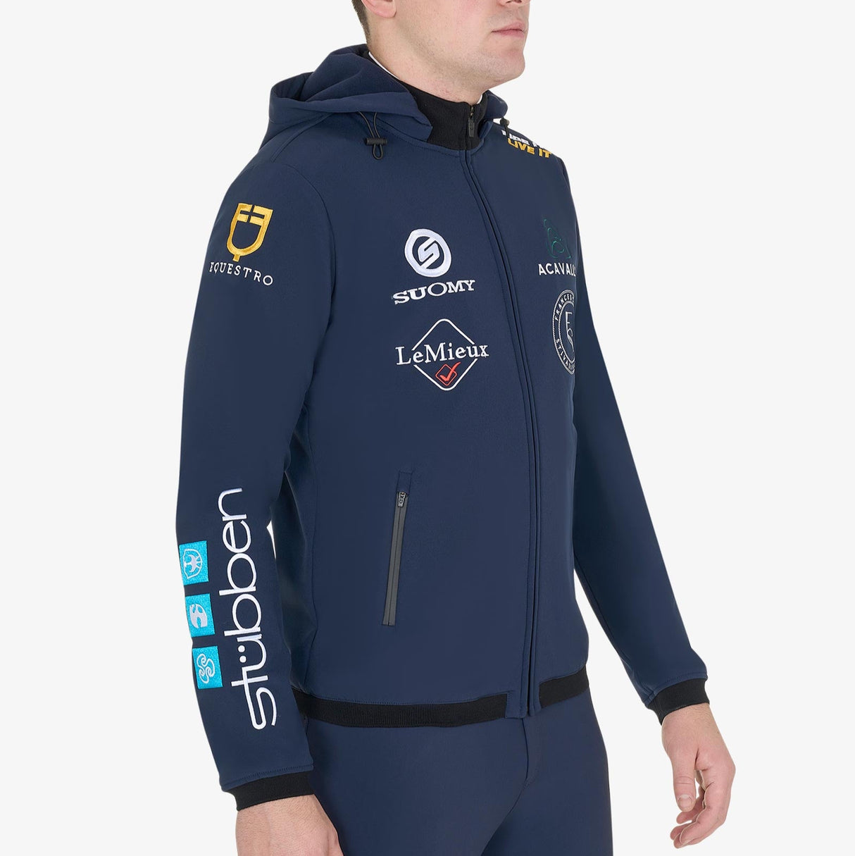 Equestro Men's Hoddie With Multilogo Patches #colour_blue
