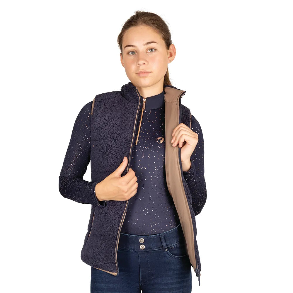 Hy Equestrian Elevate Country Mizs Teddy Fleece Gilet #colour_navy