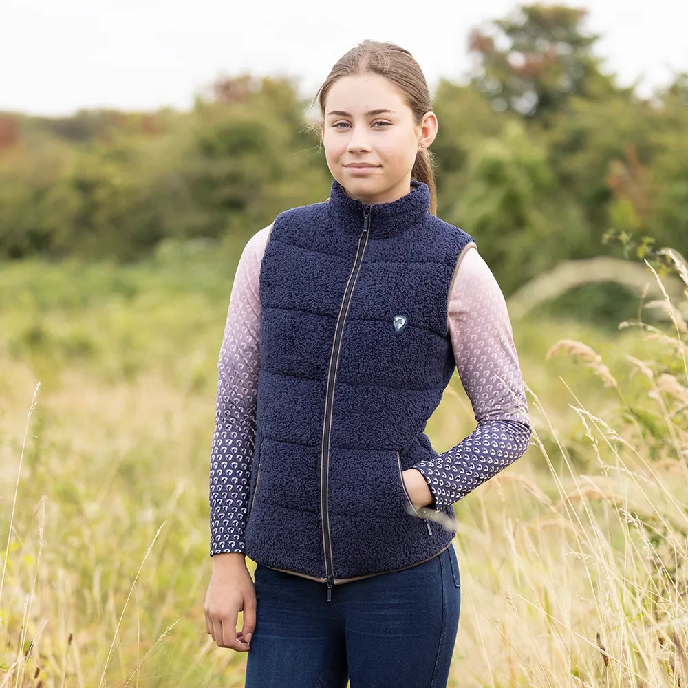 Hy Equestrian Elevate Country Mizs Teddy Fleece Gilet #colour_navy