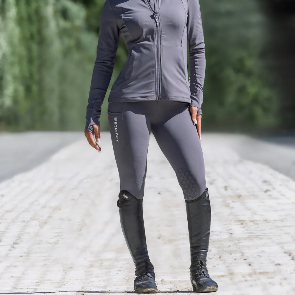 EQUIDRY Women's Water Repellent Leggings #colour_grey-white