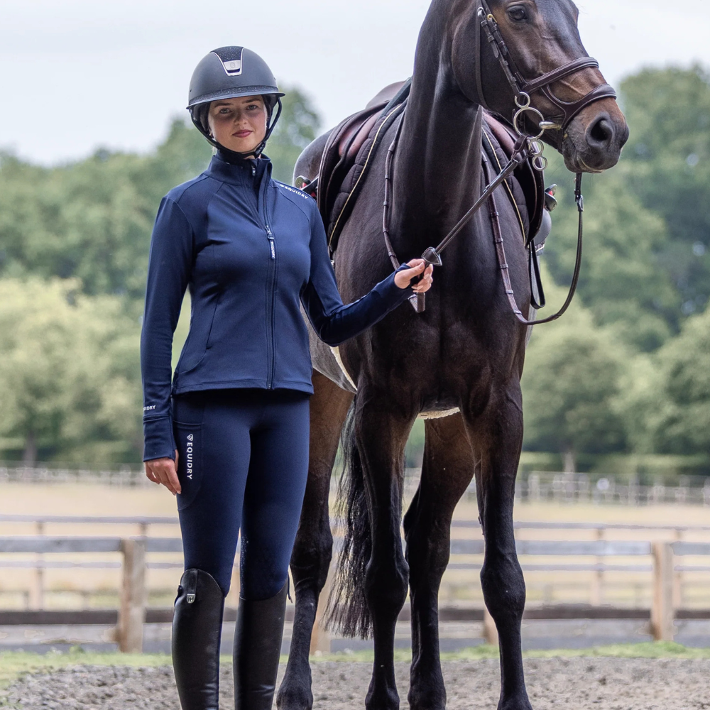 EQUIDRY Women's Water Repellent Leggings #colour_navy-white