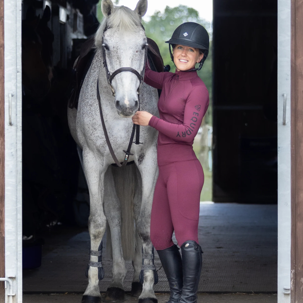 EQUIDRY Women's Water Repellent Leggings #colour_plum-black