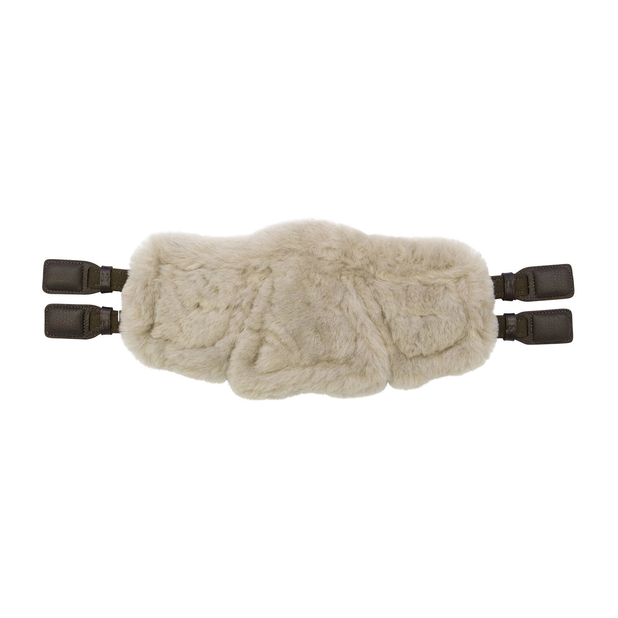 Stubben Equi-Soft® Short Saddle Girth with Cover - Ebony #colour_lambskin-ecru-white