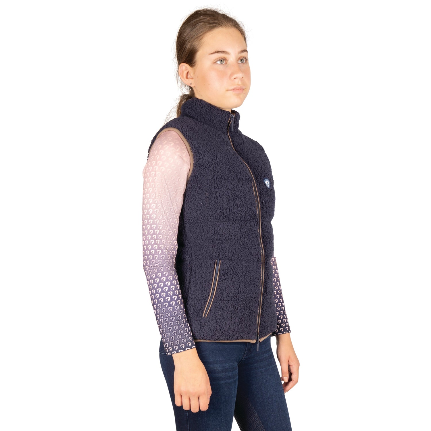 Hy Equestrian Elevate Mizs Teddy Fleece Gilet #colour_navy