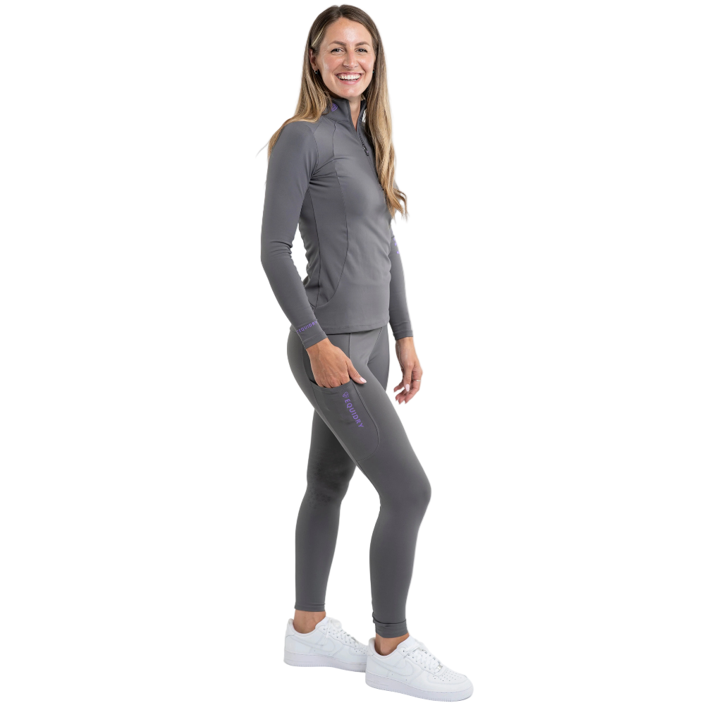 EQUIDRY Women's Water Repellent Leggings #colour_grey-lilac