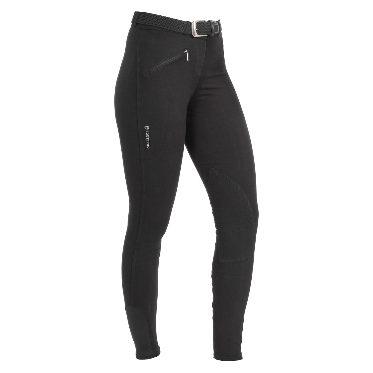 Equestro Selene Model Woman Breeches In Stretch Cotton #colour_black