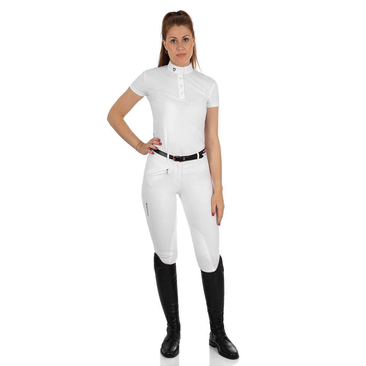 Equestro Selene Model Woman Breeches In Stretch Cotton #colour_white