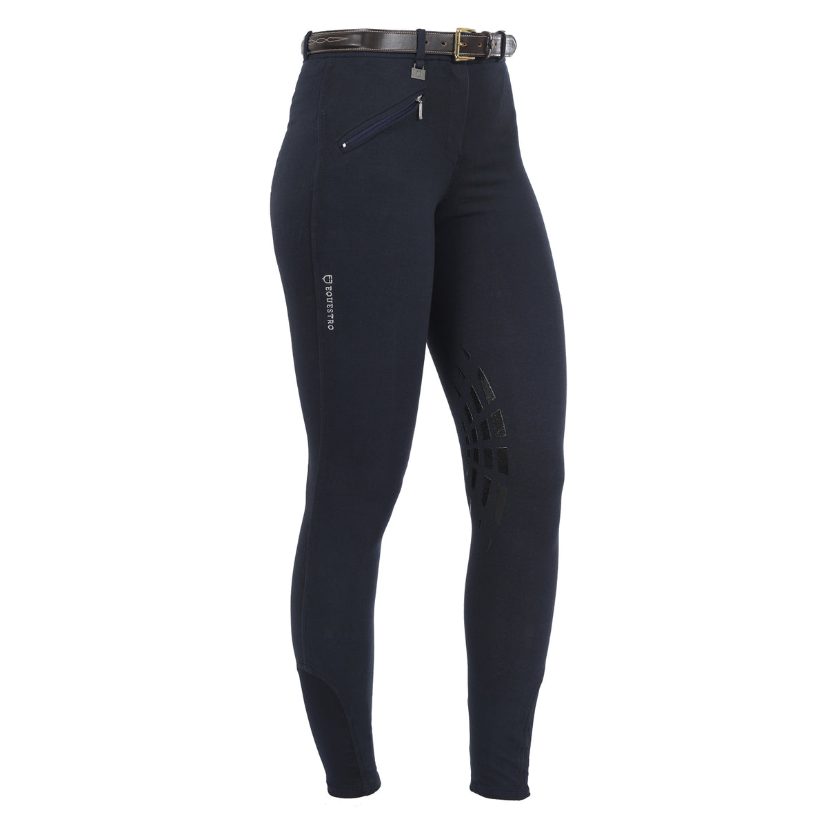 Equestro Selene Model Woman Breeches In Stretch Cotton With Grip #colour_blue