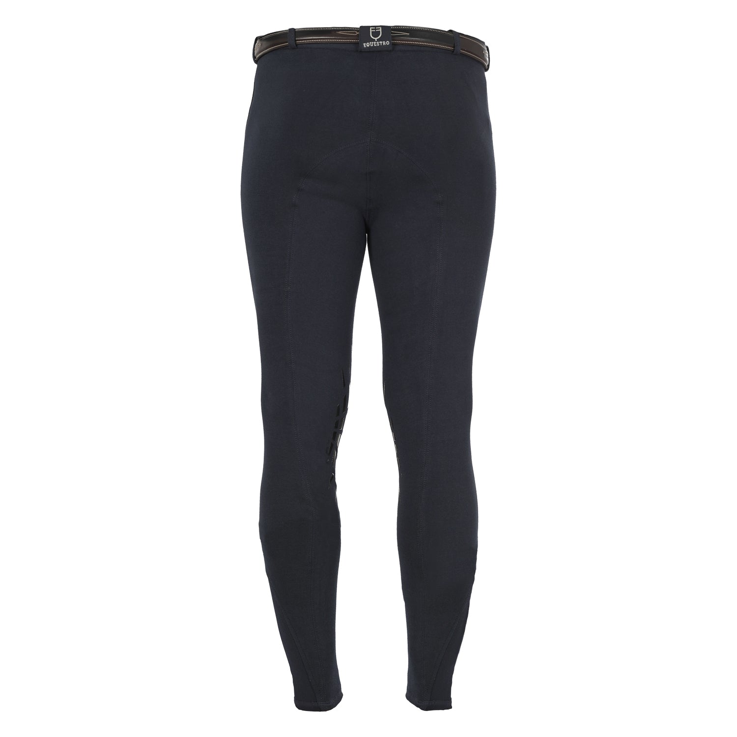 Equestro Zeus Men’s Stretch Cotton Breeches with Knee Grip #colour_blue