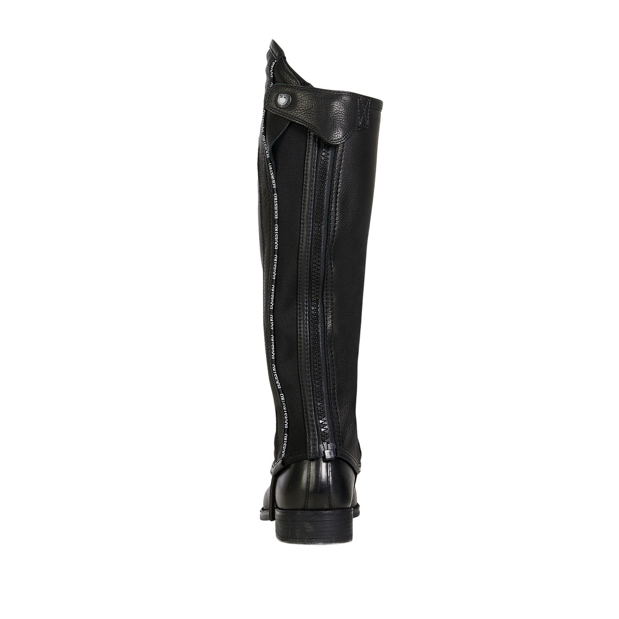 Equestro Kids' Soft Leather Gaiters With Elastic Band #colour_black