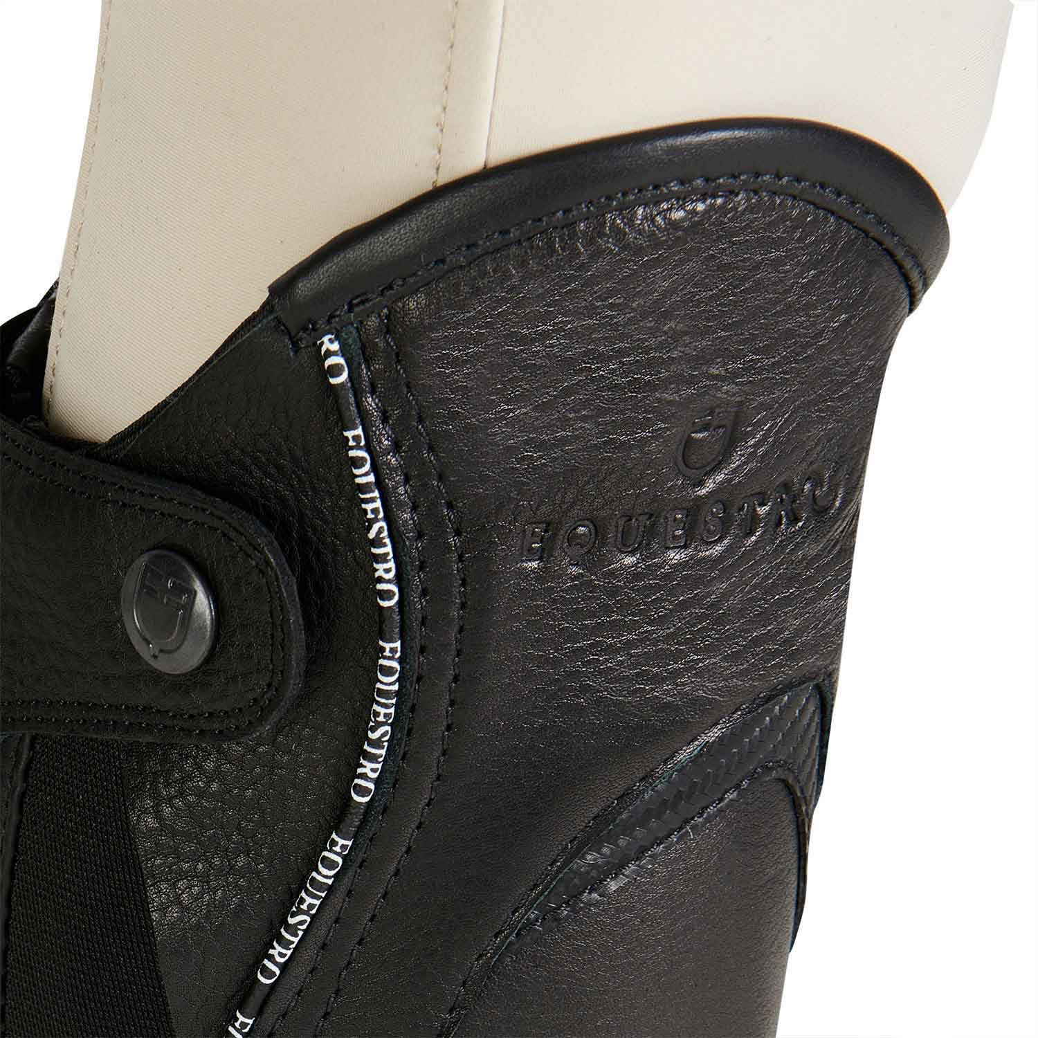 Equestro Kids' Soft Leather Gaiters With Elastic Band #colour_black