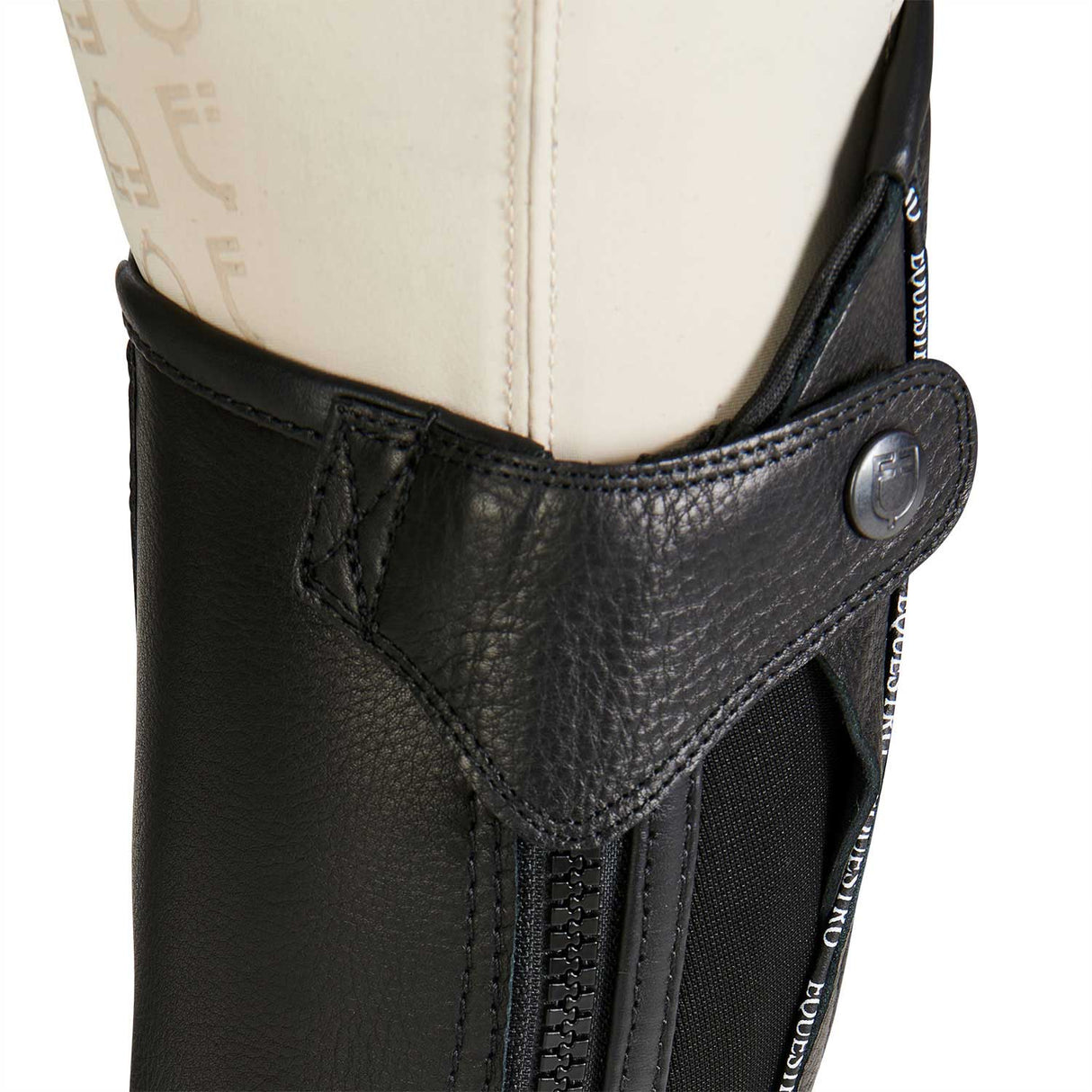 Equestro Kids' Soft Leather Gaiters With Elastic Band #colour_black