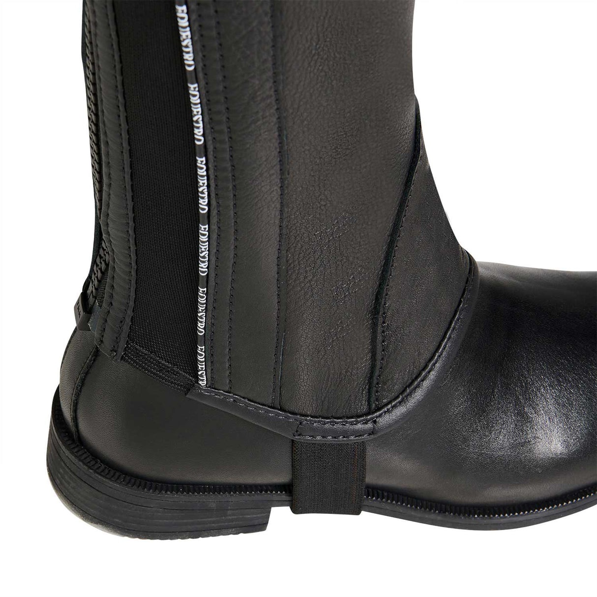 Equestro Kids' Soft Leather Gaiters With Elastic Band #colour_black