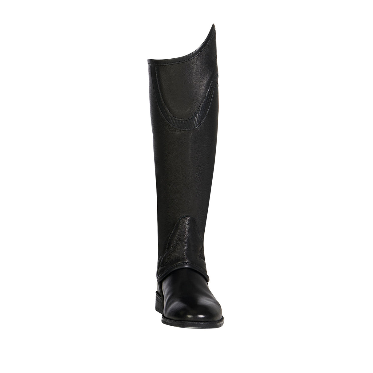 Equestro Unisex Leather Gaiters With Contrasting Profile #colour_black
