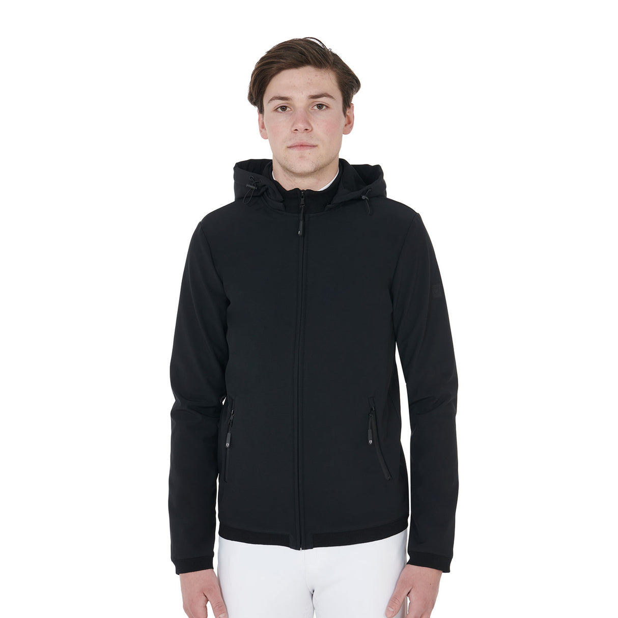Equestro Men's Slim Fit Softshell Jacket With Internal Fleece #colour_black