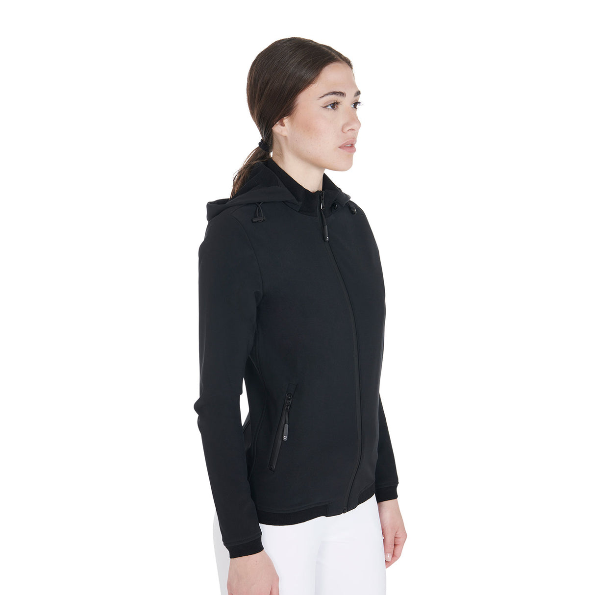 Equestro Women's Slim Fit Softshell Jacket With Internal Fleece #colour_black