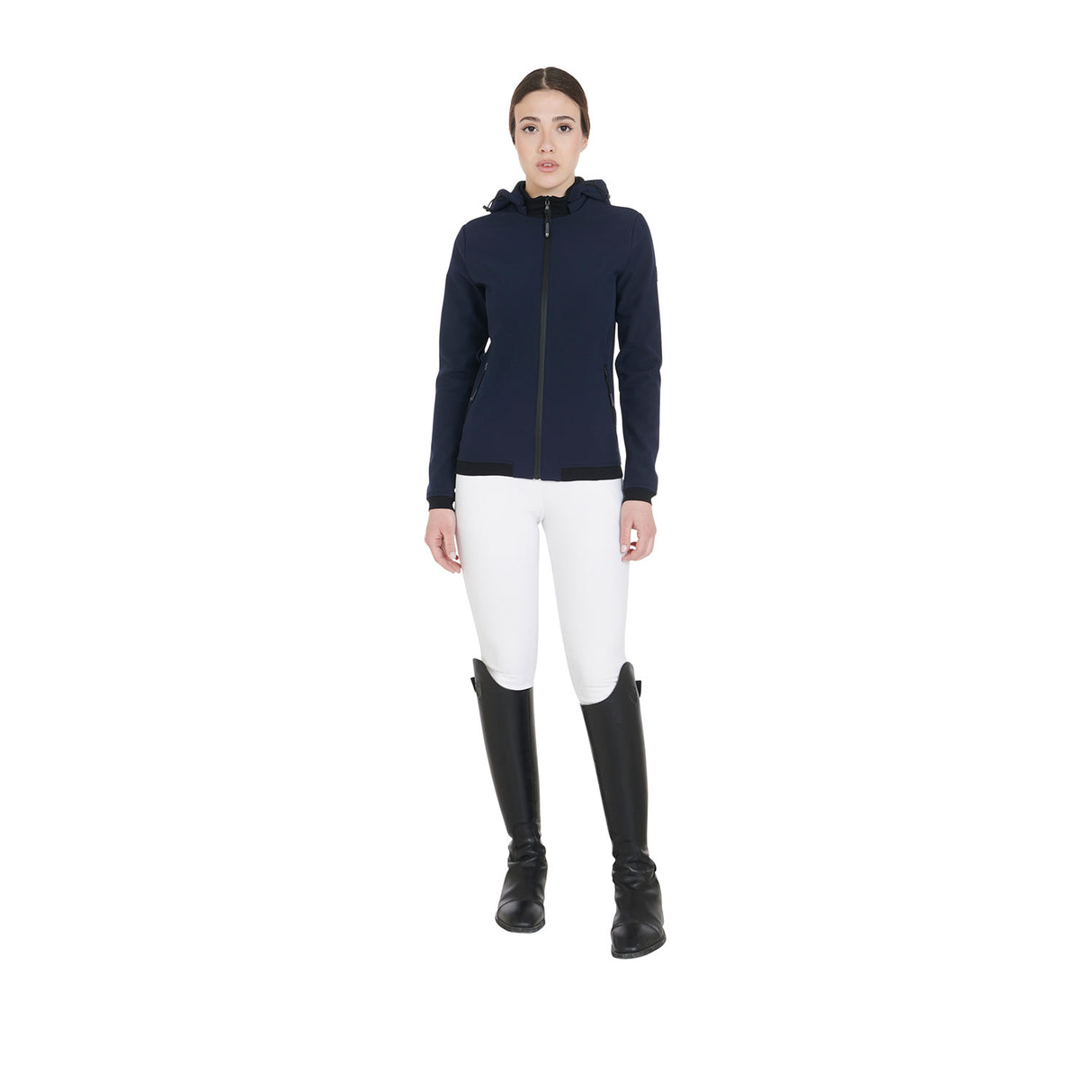 Equestro Women's Slim Fit Softshell Jacket With Internal Fleece #colour_blue