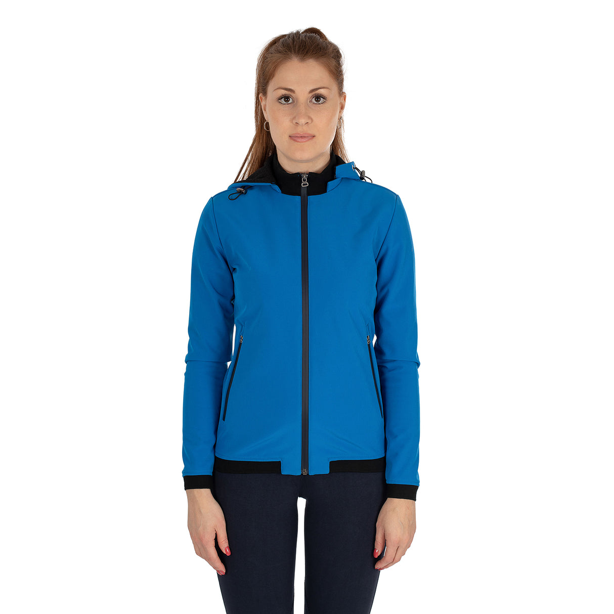 Equestro Women's Slim Fit Softshell Jacket With Internal Fleece #colour_royal-blue