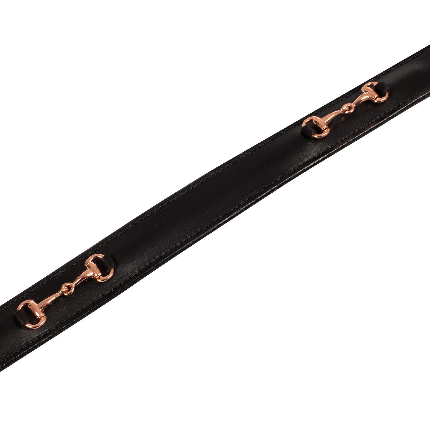 Equestro English Belt With Rose Gold Snaffle Bits #colour_black