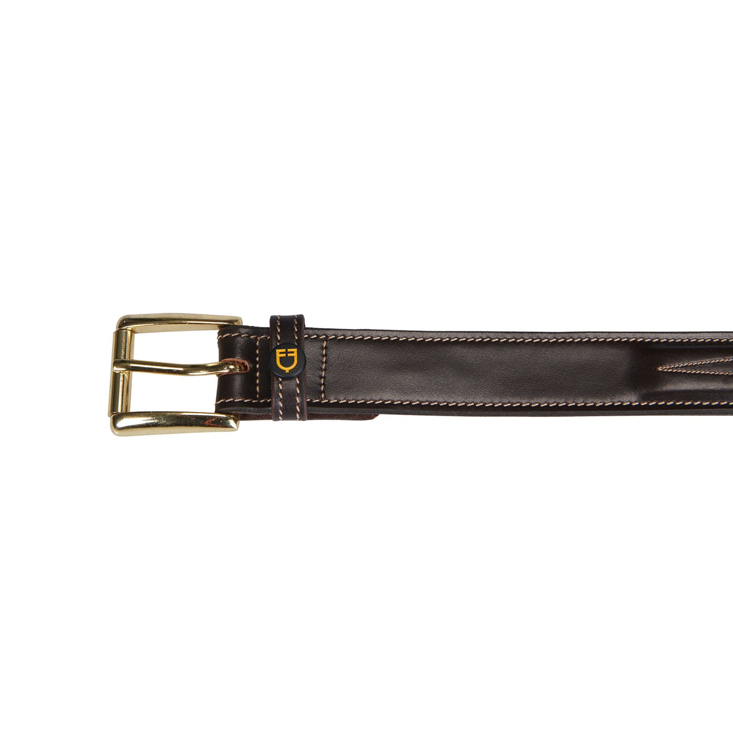 Equestro Leather Belt With Handcrafted Embroidery #colour_brown