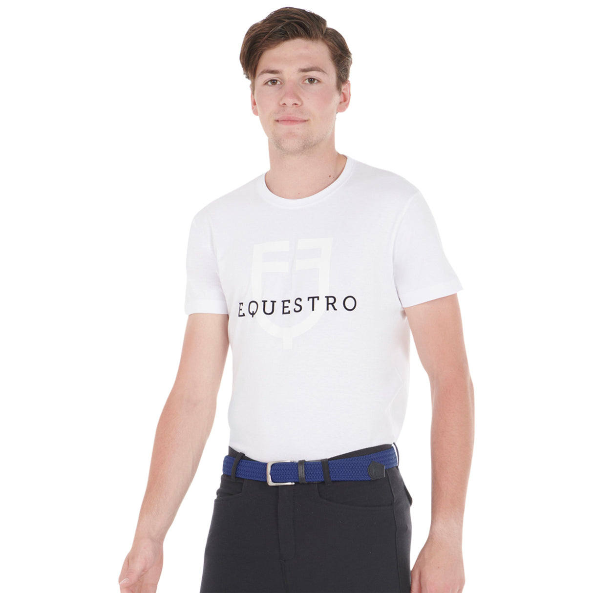 Equestro Elasticized Belt Crossed Pattern #colour_blue