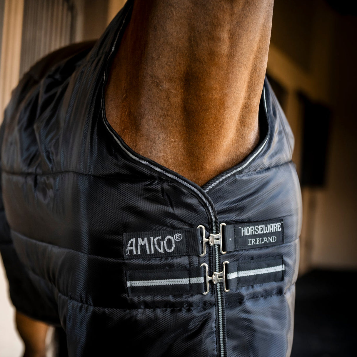 Horseware Ireland Amigo Ripstop Insulator 350g Stable Rug #colour_black-black-silver