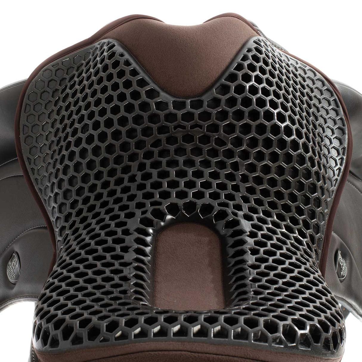 Acavallo Ortho-Coccyx Seat Saver Dressage Hexagonal Gel-Out Dri-Lex 20mm #colour_brown