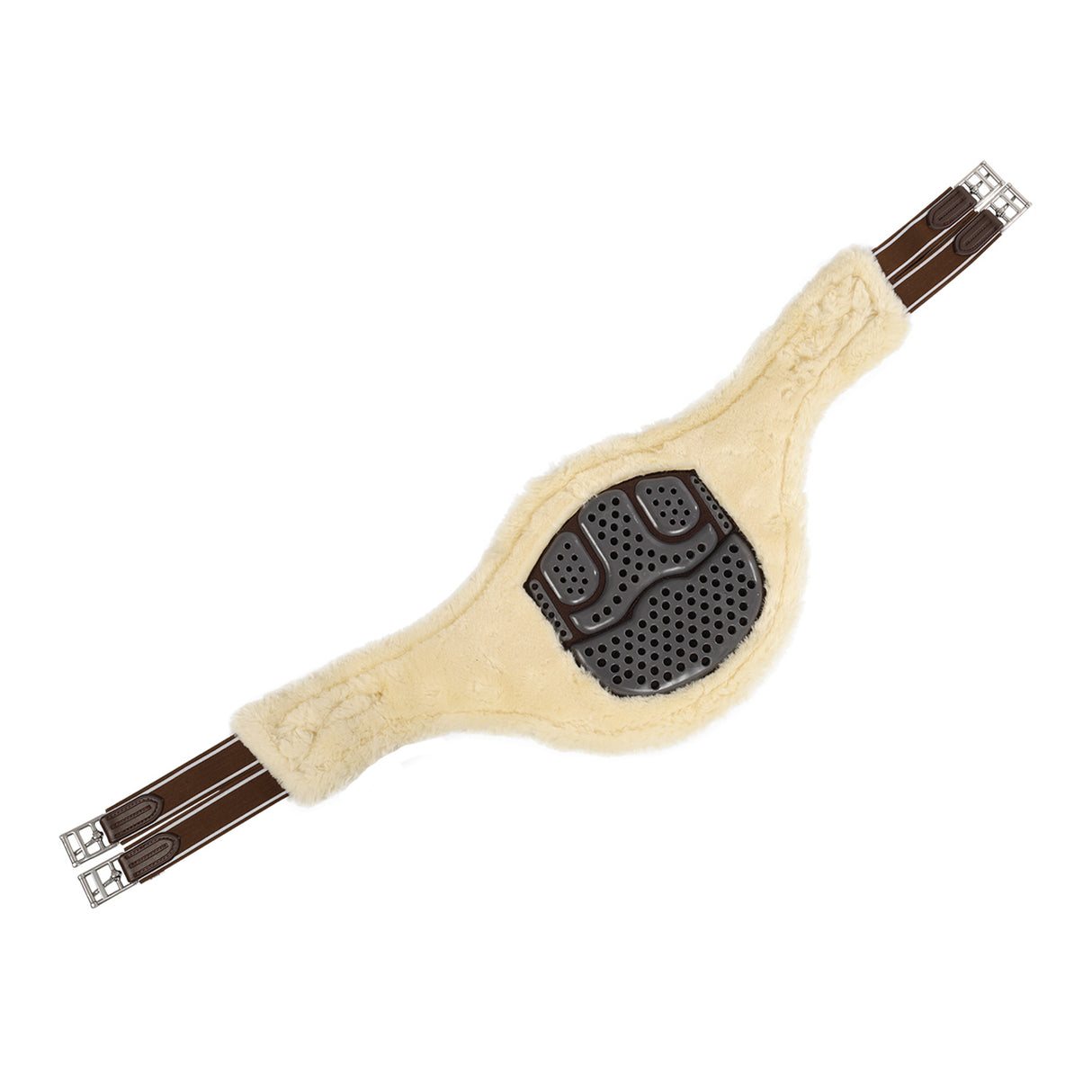 Acavallo Jumping Stud Guard Girth Classic Gel Pvc Detachable Faux Sheepskin #colour_brown