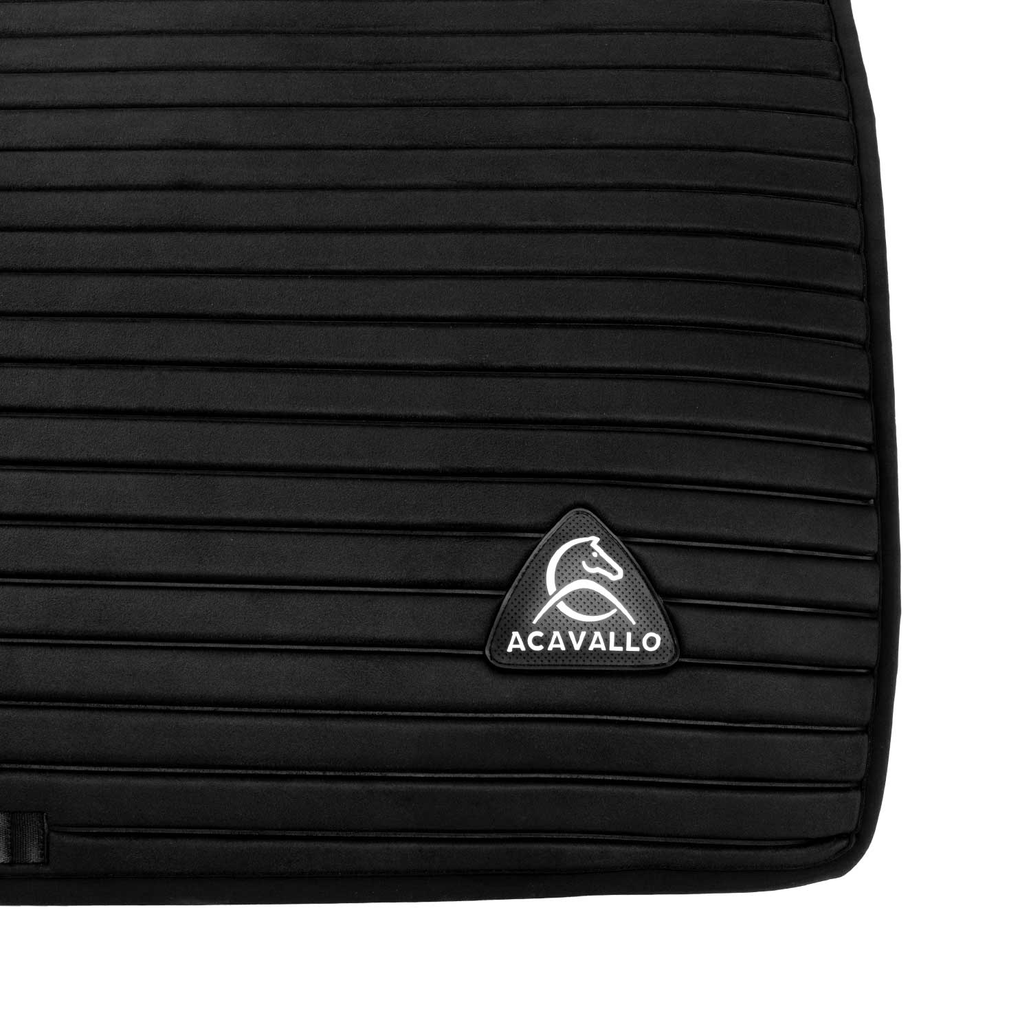 Acavallo Stripe Suede Dressage Saddle Pad W/Square Back Corner #colour_black