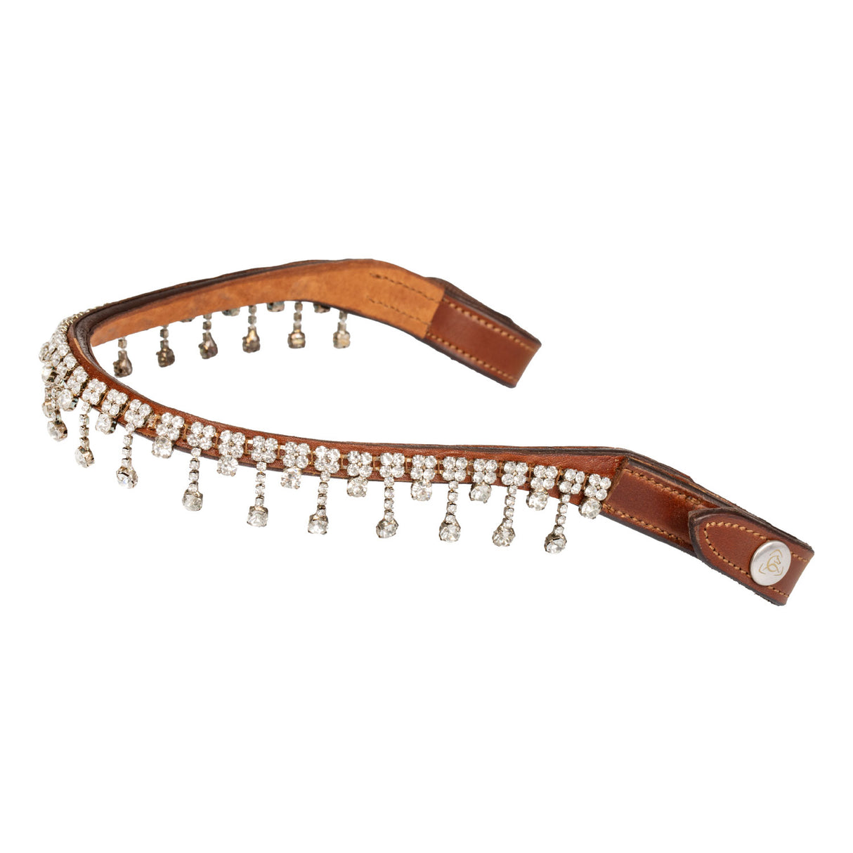 Acavallo Queen Browband Calfskin & Crystals #colour_cognac-transparent