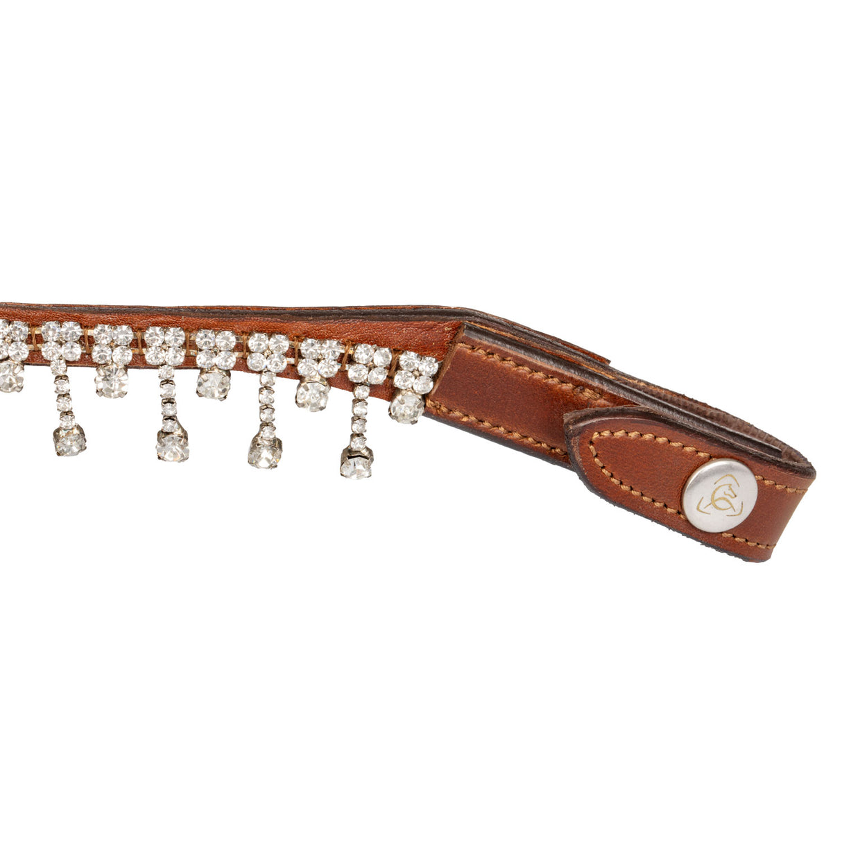 Acavallo Queen Browband Calfskin & Crystals #colour_cognac-transparent