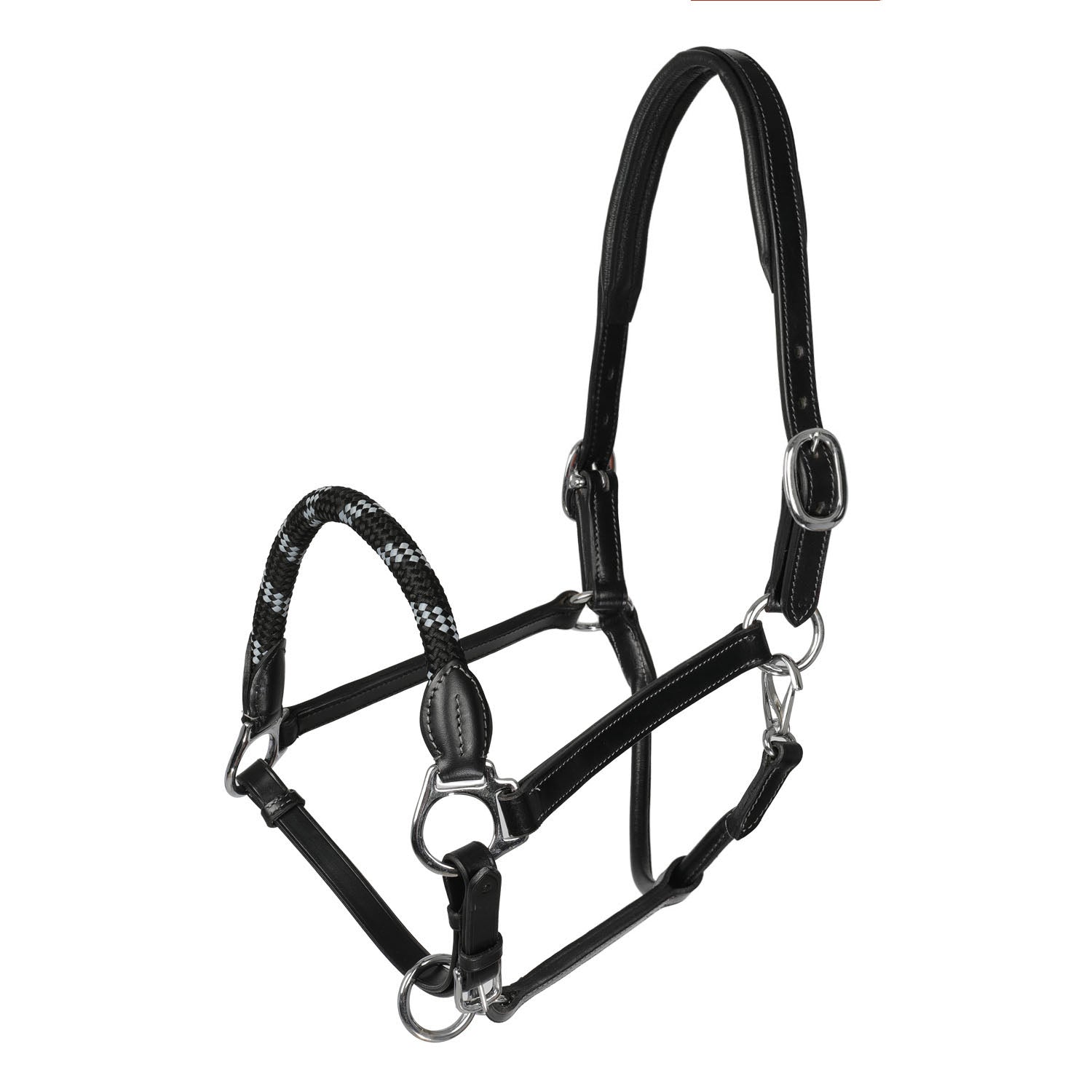 Acavallo Halter Anatomical Leather Rope Noseband #colour_black