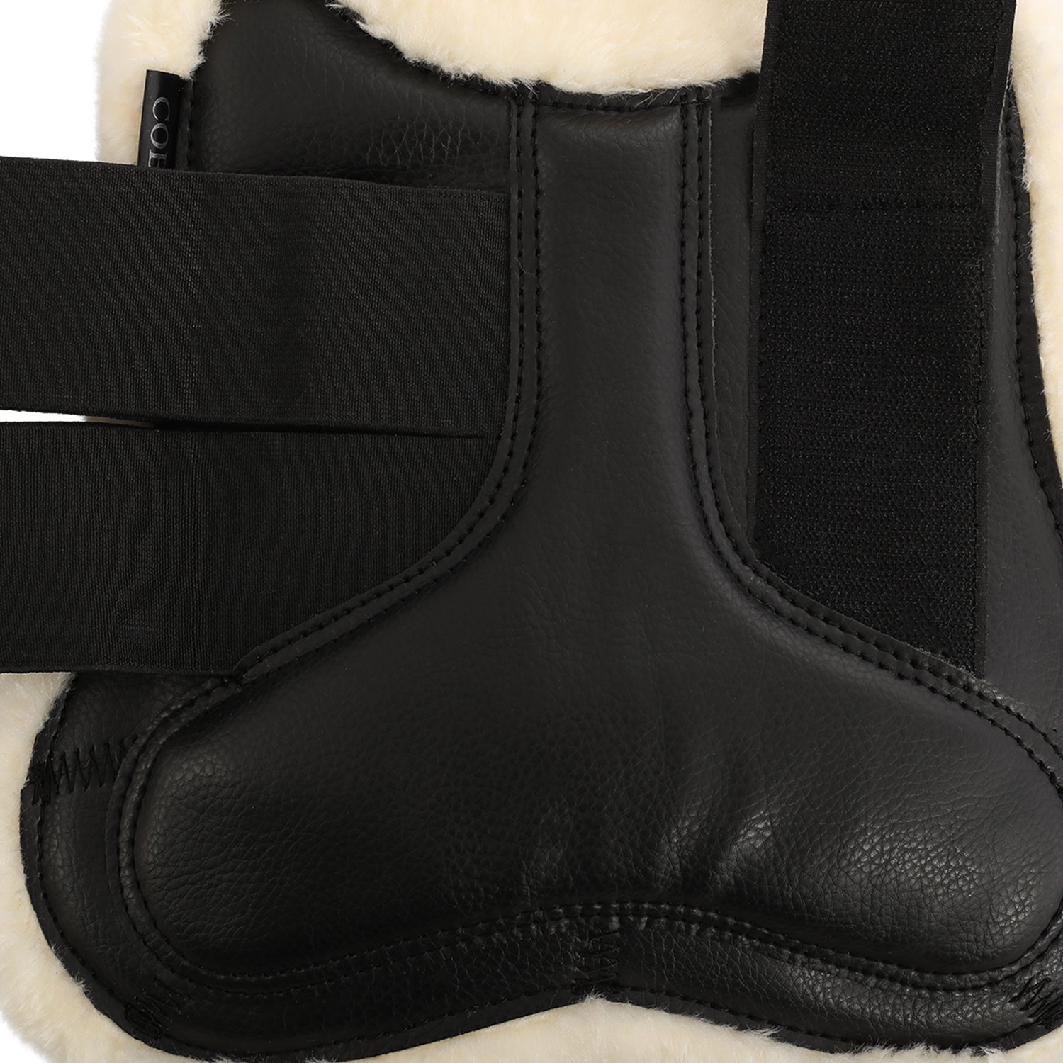 Acavallo Jumping Tendon Boots Faux Sheepskin & Hook-And-Loop Closure #colour_black
