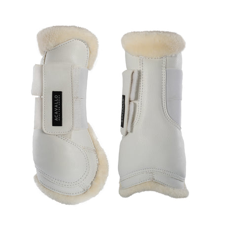 Acavallo Jumping Tendon Boots Faux Sheepskin & Hook-And-Loop Closure #colour_white