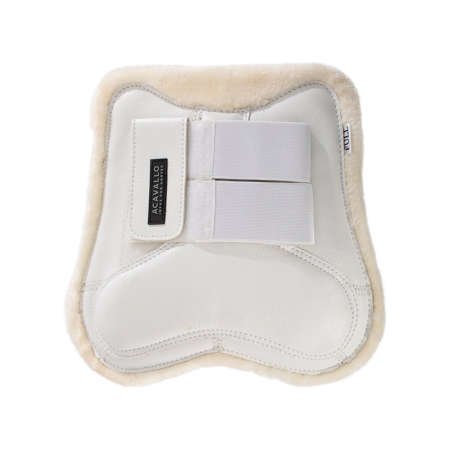 Acavallo Jumping Tendon Boots Faux Sheepskin & Hook-And-Loop Closure #colour_white