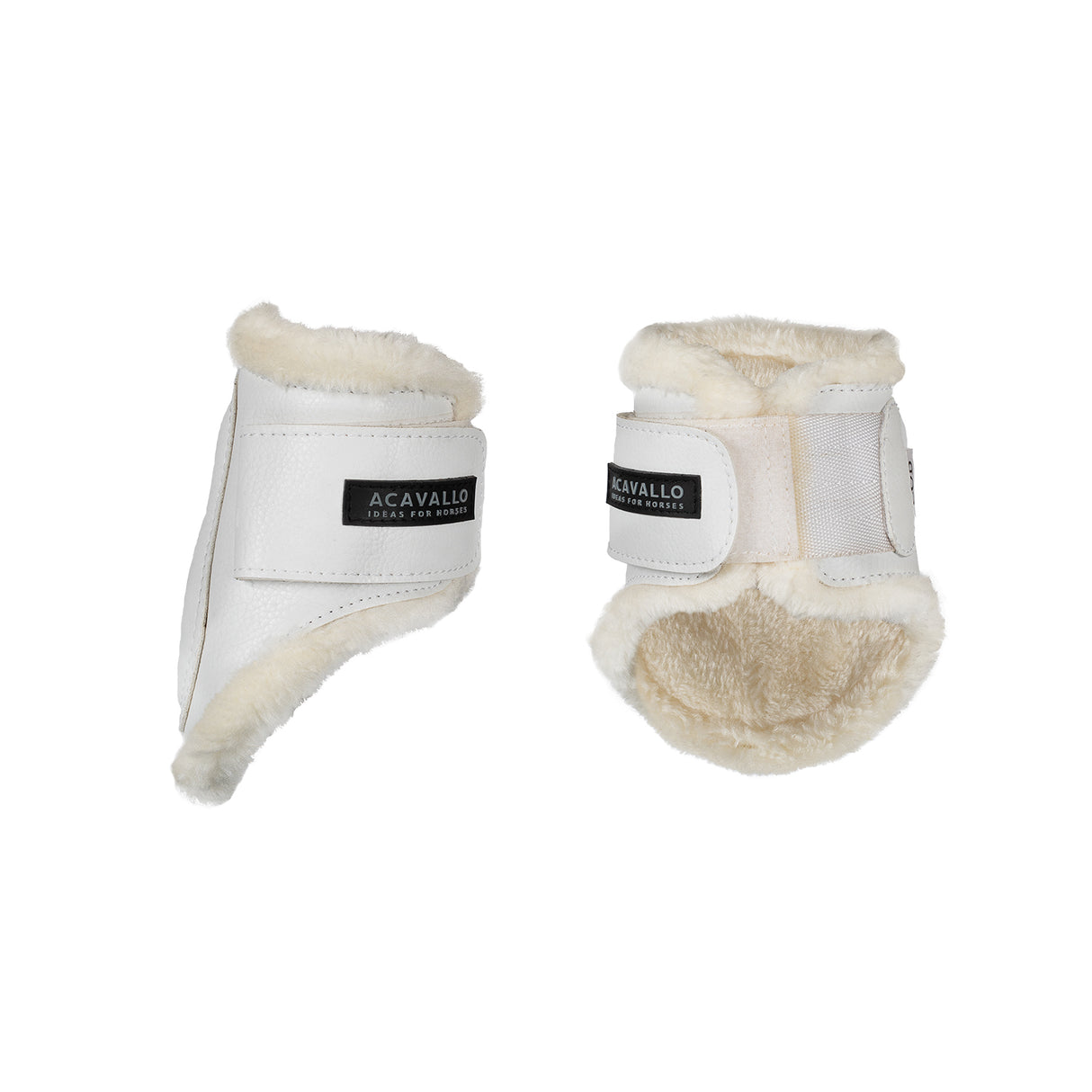 Acavallo Jumping Fetlock Boots Faux Sheepskin & Hook-And-Loop Closure #colour_white