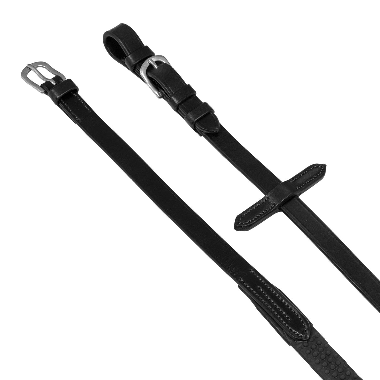 Acavallo Reins Leather & Rubber Grip #colour_black