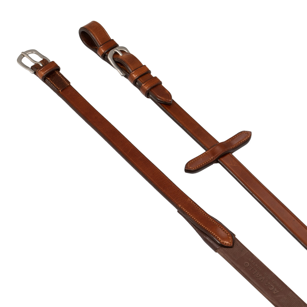 Acavallo Reins Leather & Rubber Grip #colour_cognac