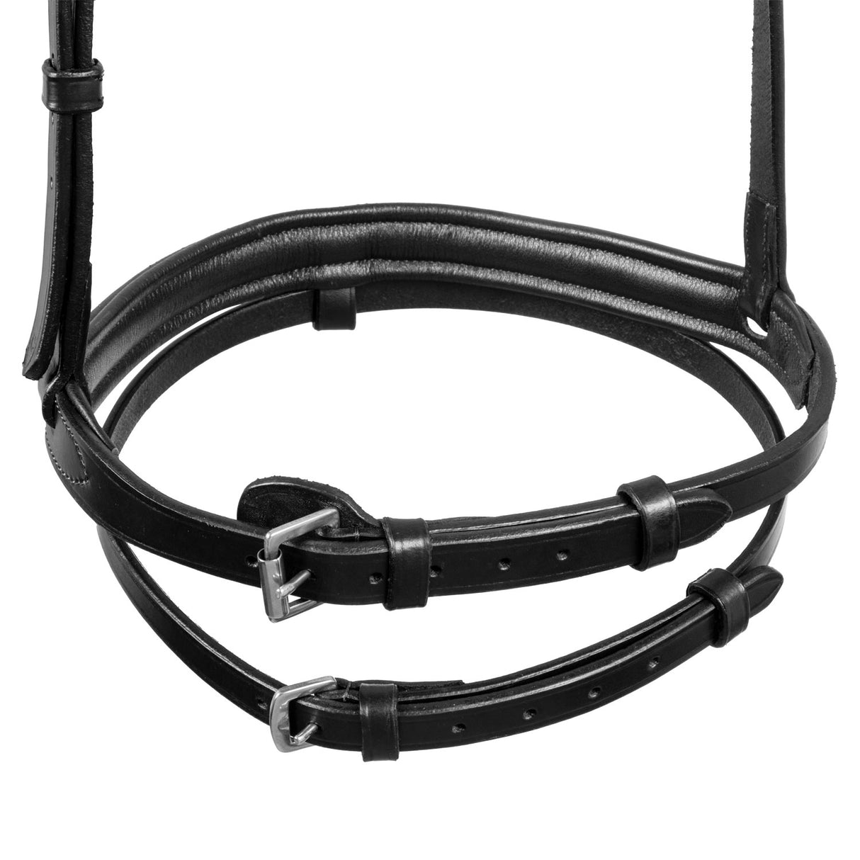 Equestro Leather Flash Noseband Bridle #colour_black
