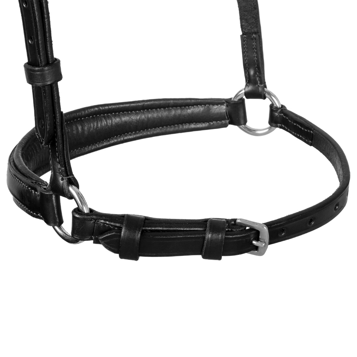 Equestro Leather German Style Noseband Bridle #colour_black
