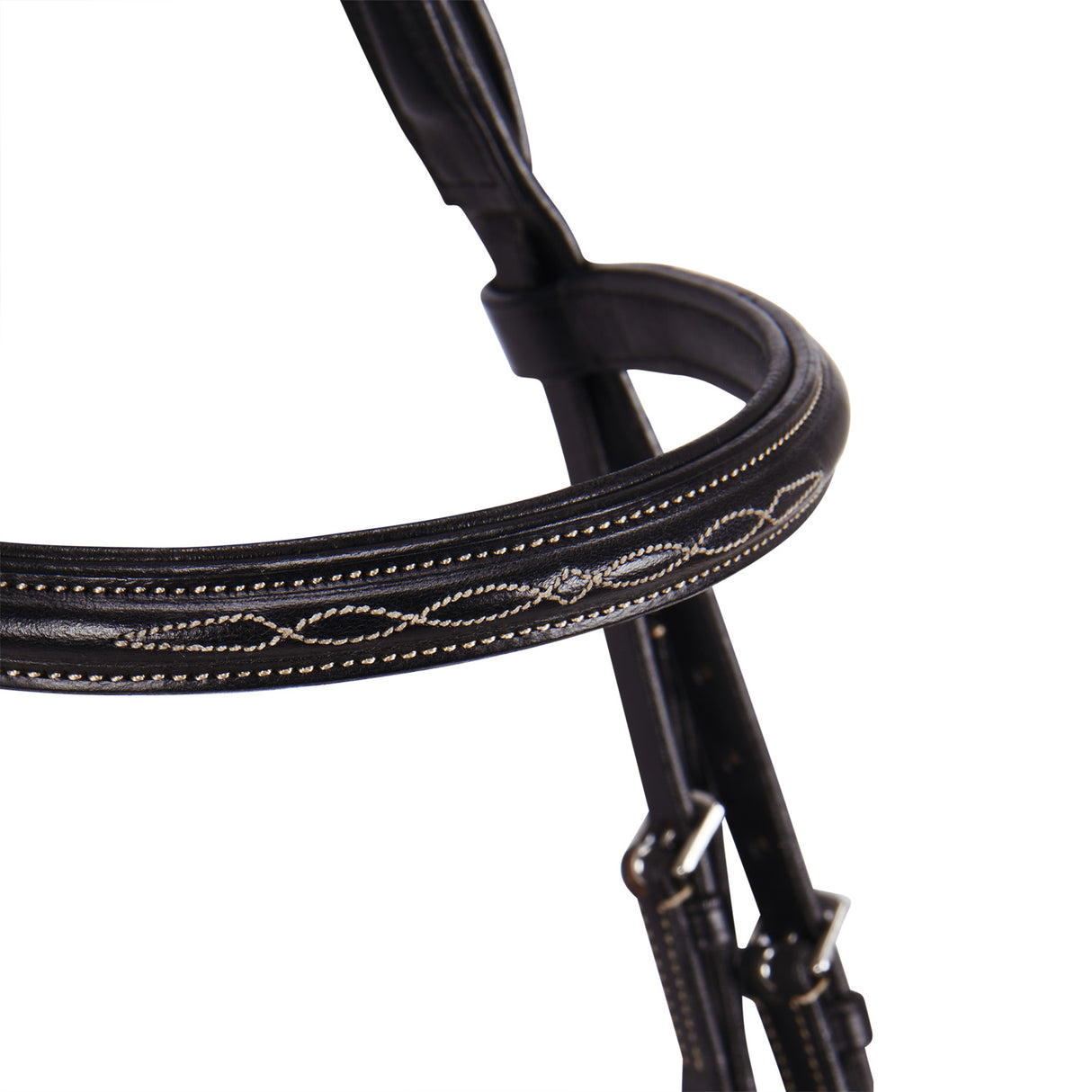 Equestro Leather English Bridle With Embroideries #colour_brown