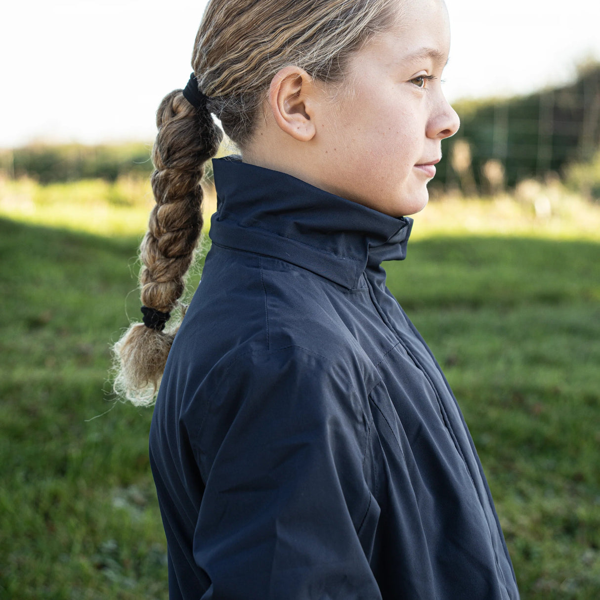 EQUIDRY Girl's Bronte Riding Coat with Removable Hood #colour_navy