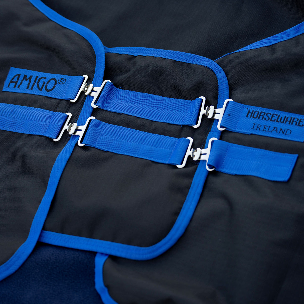Horseware Ireland Amigo Straight Front Chest Extender #colour_black-classic-blue