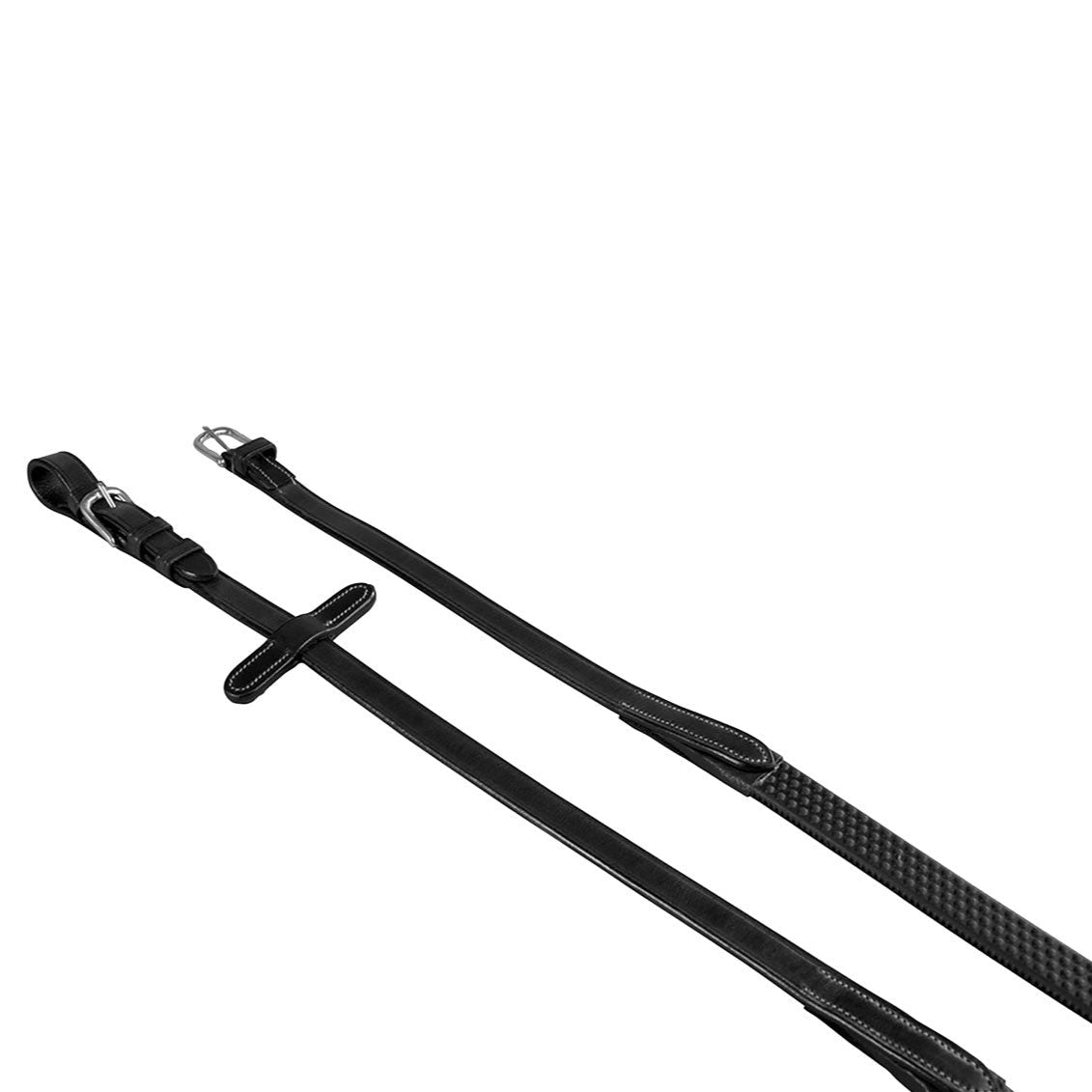 Equestro Leather And Rubber Reins For English Bridle #colour_black