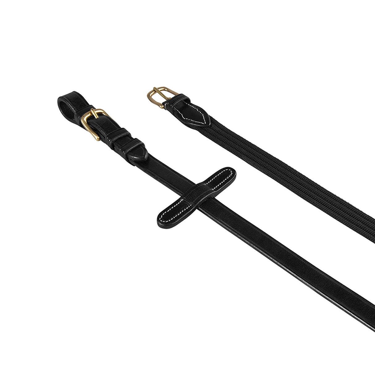 Equestro Reins For English Bridle With Brass Buckles #colour_black